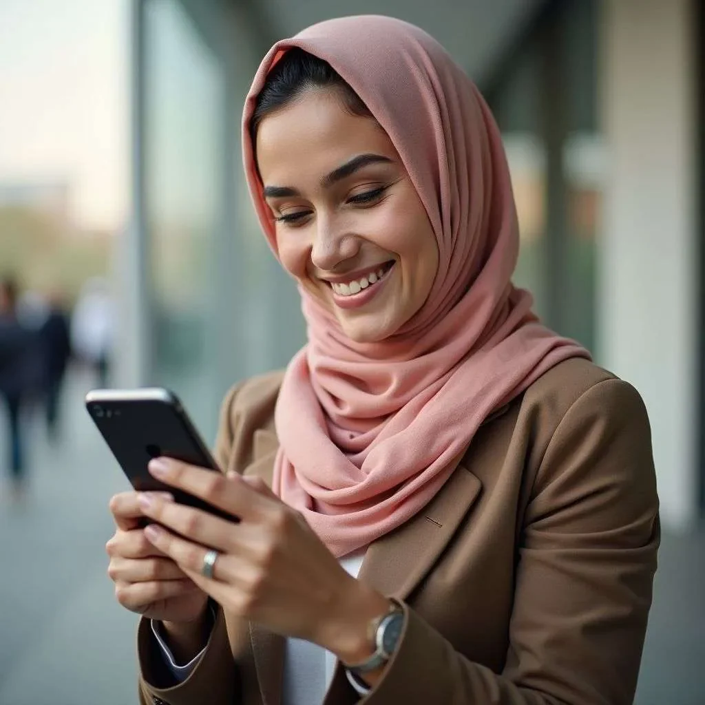 Employee using InjazatHR mobile HR services